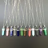 Necklace Jewelry pendant Healing Crystals Amethyst Rose Quartz Bead Chakra Point Women Men Natural Stone Pendants Leather Necklaces