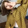 Blusas de mujer Camisas 2023 New Woman Vent Vintage Plaid Shirt Single Breasted Turn down Collar Algodón Botón de manga larga Feminina Ventas P230517