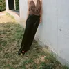 Spodnie damskie kobiety pu faux skóra proste spodnie wysokiej talii vintage zamek błyskawiczny mejr czarny luźne trf