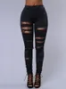 Kvinnors jeans 2023 Black White Ripped Women Skinny Ladies Denim Pants Woman Press Up With Holes