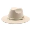 Chapeaux à large bord feutrés hommes femmes classique Simple solide Beige ceinture bande Fedora mariage extérieur décontracté messieurs hiver