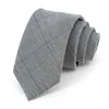Bow Ties Brand British Style For Men High Quality 7 Cm Plaid Grey Business Dress Slitte Party Wedding Present