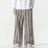 Men's Pants Chinese Light Leg Wide Style Street 2023 Kimono Striped Linen BreathaBle Men ShortS