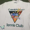 남성 후드 티 스웨터 23ss New CASABLANCA T-셔츠 고품질 테니스 클럽 코트 편지 인쇄 반팔 코튼 남성 여성 T ShirtFWSQ