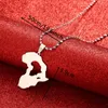 Chains Stainless Steel Africa Map Heart Pendants Necklaces For Women Men Girls African Silver Color Charm Jewelry Gifts