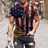 Men's T-Shirts Men's New Independence Day Theme Printed Short Sleeve T-shirt T230517