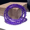 Strand Beaded Strands Natural Three Laps Amethysts 5-6mm Round Loose Beads Bracelet