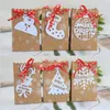 Décorations de noël 24 Pcs/lot papier Kraft nœud papillon bonbons emballage sac arbre bonhomme de neige boîte cadeau pour biscuits au chocolat1