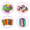 Party Games Crafts DIY Colorful Plush Sticks Wool Pompoms Materials Kids DIY Montessori Craft Pipe Math Counting Education Stick Child Puzzles Toy 230517