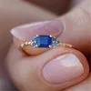 Pierścienie zespołowe Canner Ins Sapphire 925 Srebrne pierścienie dla kobiet szlachetne przyjęcie ślubne 18K Złoty ANILLOS MUJER FINE Jewelry 2022 Trend J230517