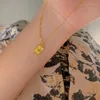 Anhänger Halsketten 2023 Ins Vintage Schmetterling Quadrat Für Frauen IP Gold Überzogene Koreanische Edelstahl Kragen Halskette Wasserdicht