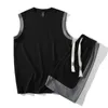 Mens Tracksuits Tracksuit Summer Leisure Suit Sleeveless Patchwork Color Vest Tshirt Shorts 2piece Set Korean Loose 230516