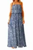 bleu Boho Print Tassel Tie Maxi Tube Top Dress E2nC#