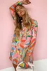 Multicolor Geometric Abstract Print Long Sleeve Shirt Dress G1ow#