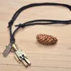 Anhänger Halsketten NIUYITID Bronze Roboter Halskette Für Männer Frauen Mode Vintage Echtes Leder Seil Kette Zinklegierung Drop