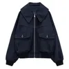 Kvinnorjackor 2023 Kvinnor Kontrast quiltad Flying Jacka Coat Spring Autumn Long Sleeve Zipper Bomber Female Streetwear Outer