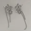 Dos boucles d'oreilles étoile gland oreille Non perçant Zircon chaîne goutte boucle d'oreille pour femmes fille bijoux