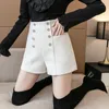 Kvinnors shorts Woolen Women Pants Autumn and Winter High midja Temperament Luxury Buckle Up Heavy Work Nail Bead Wide Leg Boots