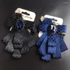 Papillon stile coreano britannico cravatta sposo uomo moda matrimonio blu nero scozzese papillon con strass accessori per abiti da uomo