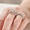 With Side Stones she 2 Pcs Vintage Wedding Rings Set Solid 925 Sterling Silver 4Ct Princess Cut AAAAA CZ Engagement Ring for Women Bridal 230516