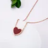 Luxury Double Side White Black Red Heart Pendant Necklace Fashion Rose Gold Stainless Steel Necklaces