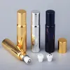Wholesale 300pcs 10ml ROLL ON GLASS BOTTLE Black Gold Silver Fragrances ESSENTIAL OIL Perfume Bottles With Metal Roller Ball dh8611