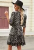 leopard Pattern Surplice Neck Mini Dress 2023 Hot New D9qL#