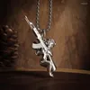 Pendant Necklaces Hippie Angel Cupid Rifle Y2K Necklace Sliver Color For Man And Women Steampunk Fashion Korean Vintage Viking Gothic