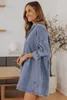 Sky Blue Butomed Done Rueve Denim Mini Dress D62V#