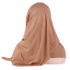 Etniska kläder 2023 muslimsk halsduk vanlig hijabs paljetter sjalar och lindar pannan kors femme musulman hijab redo att bära turbankvinnor
