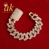 Link Armbanden Aokaishen Miami Cuban Chain for Men Hip Hop Bracelet Real Gold Compated Zirconia Fashion Rock Rapper Sieraden