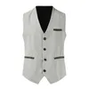 Mäns västar Casual Mens Brown Vest Silver Slim Fit V Neck Tuxedos School Party Green Waistcoat For Wedding Banket Nightclub