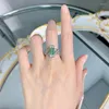 Cluster Rings 5.7mm Brazilian Paraiba Tourmaline Sterling 925 Silver For Women Emerald Princess Vintage Wedding Bridal Finger Ring