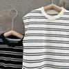 Mädchen Kleider Kinder Kleidung Mädchen T Shirt Kleid Koreanischen Stil 2023 Frühling Sommer Sommerkleid Gestrickte Gestreifte Ärmellose Casual