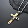 Naszyjniki wiszące stal nierdzewna Chrystus Jezus Cross Gold Religijne werset biblijny Naszyjnik Modny dar biżuterii dla niego z łańcuchem