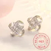 Stud Earrings Fashion 925 Sterling Silver Crystal Cross For Women Girls Gift Statement Jewelry 2023