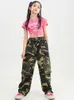 Stage Wear Modern Jazz Dance Costume For Girls Pink Crop Tops Hip Hop Kids Cargo Pants Fashion Kpop Concert Performance Suit BL10538