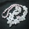 Choker 1pc Collier pour femmes Amethyst Rose Quartz Matériau 50 cm Longueur pour les fils noués de la fête