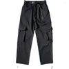 Pantalons pour hommes Hiver Lâche Jambe droite Culottes rétractables Pantalons hip-hop pour hommes alimentés par un ventilateur Grandes poches Jambes larges