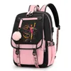 Zaino Acquerello Ginnastica Borse da scuola per ragazze adolescenti Porta USB Zainetto Studente di danza Bookbag Rosa Zaini neri