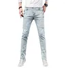 Jeans da uomo per pantaloni da uomo con piedini elastici slim fit Adolescenti e studenti Versatile Jean White Snowflake Style