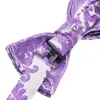 Laços Hi-tie Lilás Roxo Seda Mens Gravata Hanky Abotoaduras Conjunto Pré-amarrado Borboleta Nó Jacquard Bowtie Para Masculino Presente de Negócios de Casamento