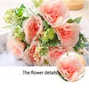 Flores decorativas 1 manojo 3 cabeza grande seda europea peonía rosa artificial DIY otoño boda familia decoración Navidad falso Emb