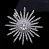 Broches grand blanc cubique zircone tournesol broche broche cristal de luxe pour les femmes bijoux de mariage Bling broche robe Broches