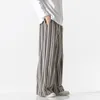 Men's Pants Chinese Light Leg Wide Style Street 2023 Kimono Striped Linen BreathaBle Men ShortS