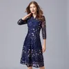 Casual Dresses Embroidered Dress Spring And Autumn Women's V-neck French Wide Lady High-end Knee Length Improved Cheongsam Extra Large