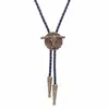 Noeuds papillon Bolo Tie Rétro Taureau Chemise Chaîne Bison Vache Poirot Corde Collier En Cuir Long Hang