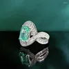 Cluster Rings 5.7mm Brazilian Paraiba Tourmaline Sterling 925 Silver For Women Emerald Princess Vintage Wedding Bridal Finger Ring