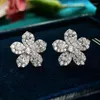 Orecchini a bottone CAOSHI Chic Flower For Women Delicato abbagliante Zirconia Accessori Donna Dainty Ear Studs Regalo gioielli quotidiano