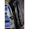 Women's Trench Coats Women Linen Patchwork Thin Padded Coat Outerwear Parkas Ladies Vintage Washed Flax Spliced Long Female Topcoat